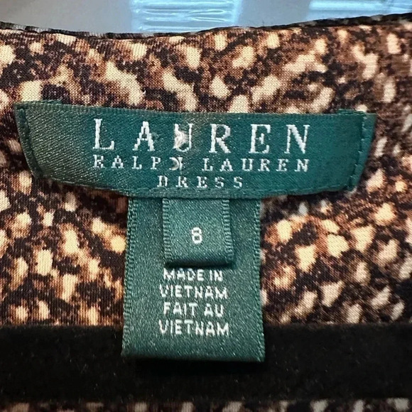 Lauren Ralph Lauren | Snakeskin Print Cocktail Rouched Midi Dress Size 8 Medium - Picture 5 of 8